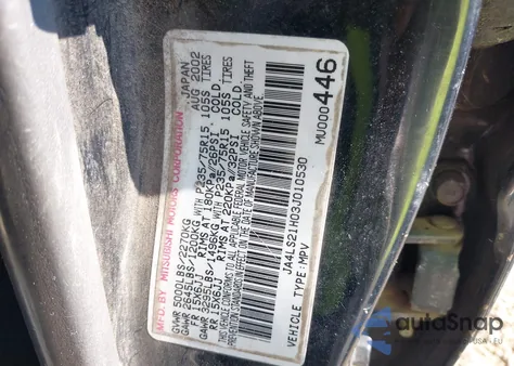 2003 Mitsubishi Montero Sport Es/Ls из США, поврежденный, VIN JA4LS21H03J010530